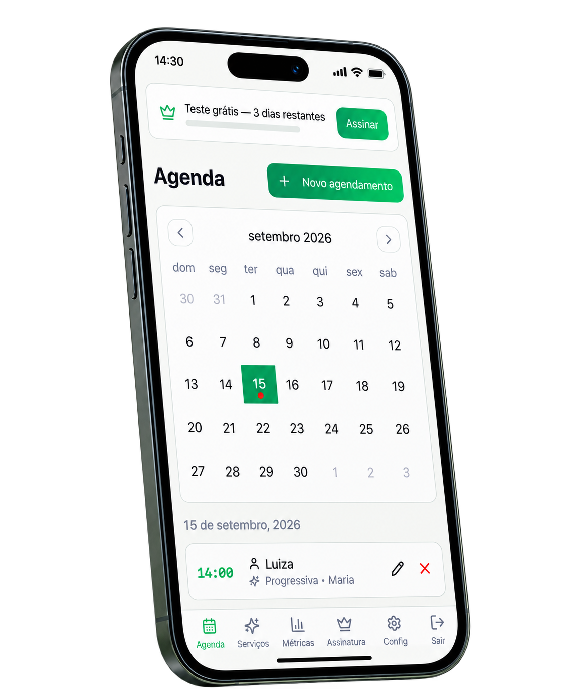 Tela da aplicação Agenda+Zap no celular